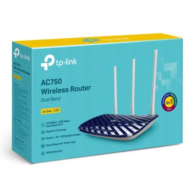 TP-Link Archer C20 AC750 Wireless Dual Band Router – 750Mbps Speed, 3 Antennas, Guest Network & Parental Control