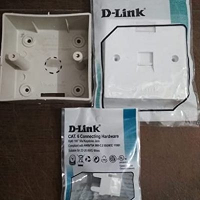 D-Link CAT6 & CAT5E Network IO Box Complete Combo Set – RJ45 Keystone Jack + Gang Box + Single Port Face Plate | LAN I/O Wall Socket Ethernet Outlet for Home Office Networking