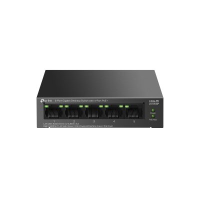 TP-Link 5-Port Gigabit Desktop Switch with 4-Port PoE+,65 W PoE Budget,Plug and Play,Metal Case, Ideal for IP Surveillance & Network.(LS105GP)