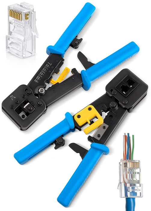 RJ45 Crimping Tool Pass Through - Professional Network Cable Crimper for Cat5 Cat5e Cat6 | Cut Strip Crimp RJ45 RJ12 RJ11 Connector Tool | Heavy Duty Straight Crimping Networking Tool - Image 4