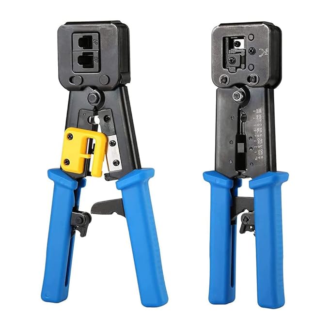 RJ45 Crimping Tool Pass Through - Professional Network Cable Crimper for Cat5 Cat5e Cat6 | Cut Strip Crimp RJ45 RJ12 RJ11 Connector Tool | Heavy Duty Straight Crimping Networking Tool - Image 2