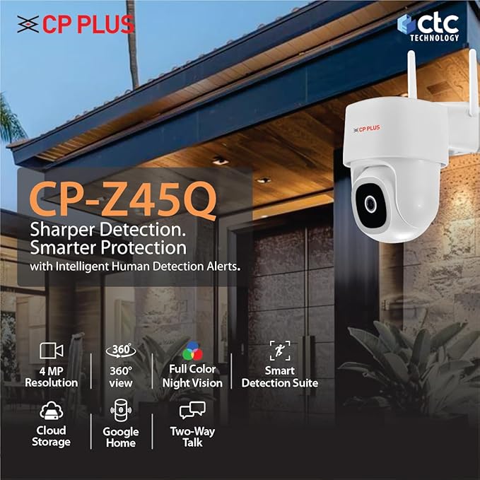 CP-Z45Q Smart Outdoor Dome Camera: 360° Auto-Tracking, 2K Crystal Clear Video, & Two-Way Talk – Remote Mobile App Viewing - Image 2